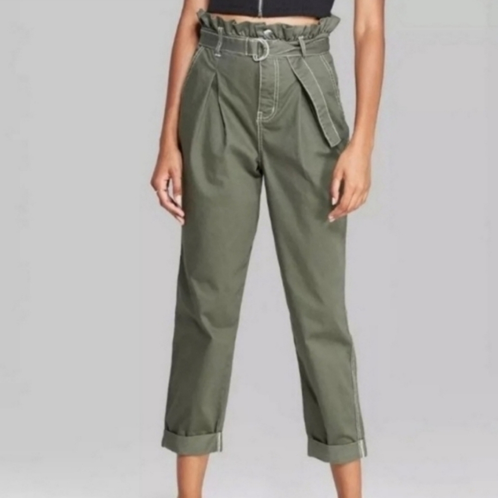 Wild Fable Olive Green Paper Bag Pants
